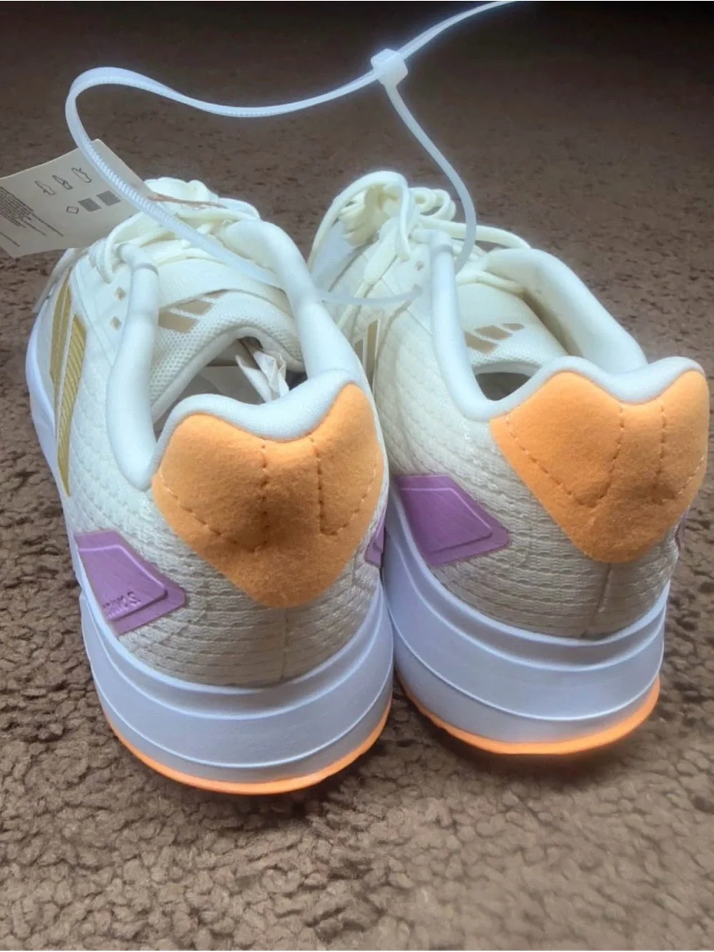 adidas Women's Cream Running Sneakers with Yellow & Pink Accents